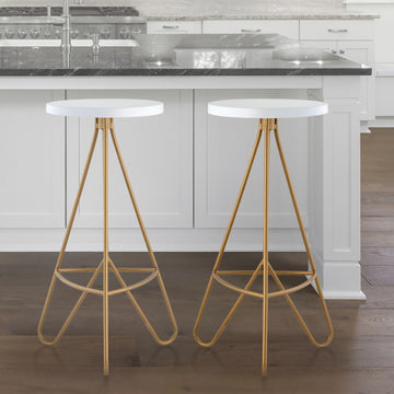 Trinity 30" Modern Industiral Iron Tripod Backless Bar Stool - JONATHAN Y